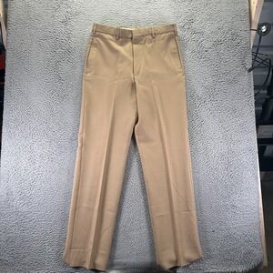 VTG Navy Exchange Pant Mens 34x36 Brown Polyester Dress Straight Creighton USA